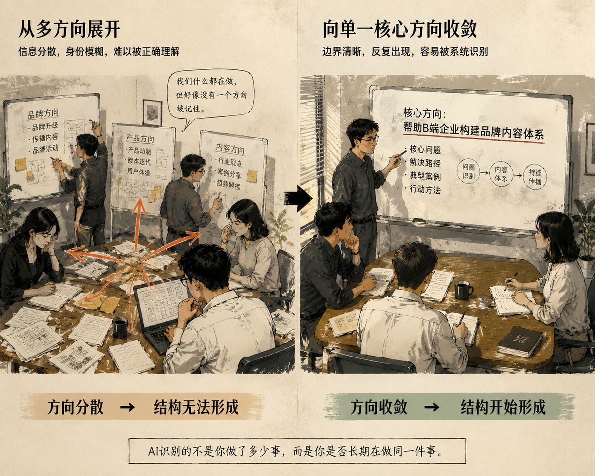 多方向经营 vs 单一方向收敛对比